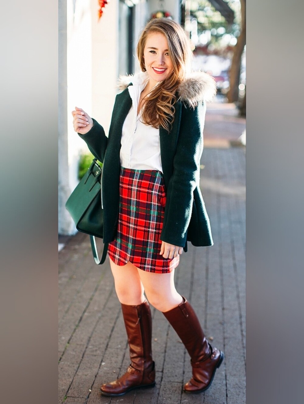 Vineyard Vines Red Green Tartan Plaid 16" Mini Skirt sz 4 NWOT